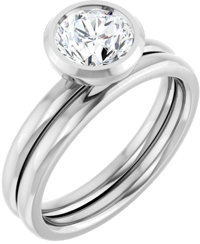 Sužadėtuvių Žiedas „Bezel-Set Solitaire“ 14k white gold Round 6.4mm (6)