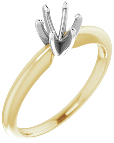 Sužadėtuvių Žiedas „Solitaire“ 585 Baltojo Ir Geltonojo Aukso Round 5mm x 5.3mm (1)