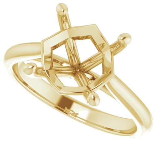 14K Yellow 9 mm Cushion Solitaire Engagement Ring Mounting (5)