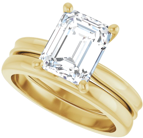Sužadėtuvių Žiedas 14k yellow gold Emerald 9mm x 7mm (10)
