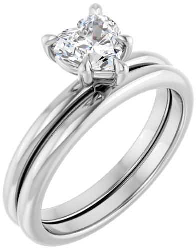 Sužadėtuvių Žiedas „Claw-Prong“ 14k white gold Heart 6mm (6)