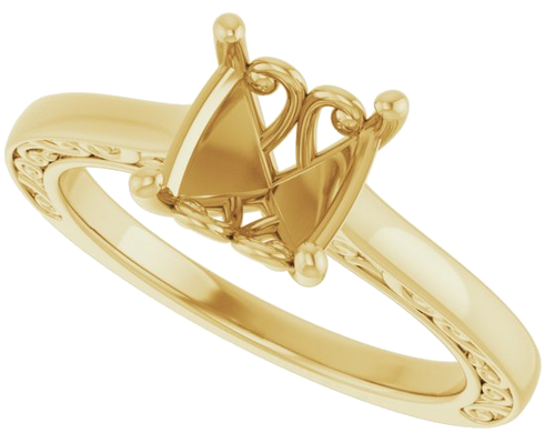 14K Yellow  8 mm Round Solitaire Engagement Ring Mounting (5)