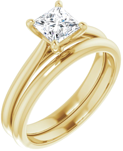 14K Yellow 5 mm Square Solitaire Engagement Ring Mounting (6)