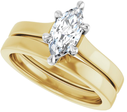 Sužadėtuvių Žiedas „Claw-Prong“ 14k yellow/white gold Marquise 9mm x 4.5mm (10)