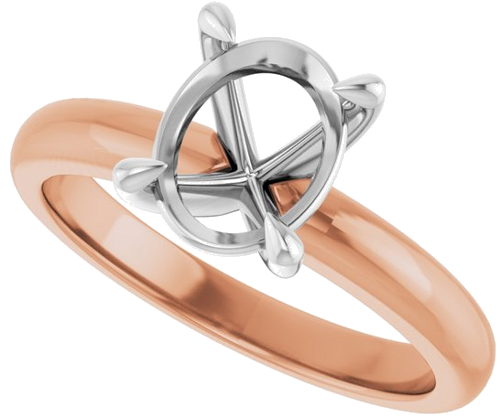 Sužadėtuvių Žiedas „Solitaire“ 585 Baltojo Ir Rožinis Aukso Oval 9mm x 7mm (5)