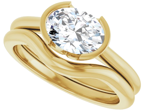 14K Yellow 8x6 mm Oval Solitaire Engagement Ring Mounting (9)