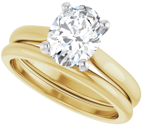 Sužadėtuvių Žiedas 14k yellow/white gold Oval 8.5mm x 6.5mm (10)