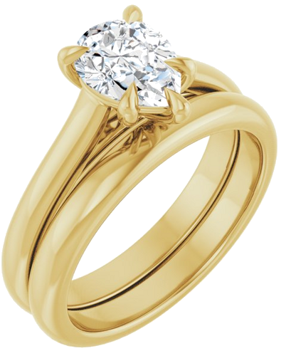 Sužadėtuvių Žiedas „Claw-Prong“ 14k yellow gold Pear 8mm x 6mm (6)