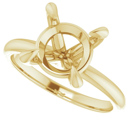 14K Yellow  9.4 mm Round Solitaire Engagement Ring Mounting (5)