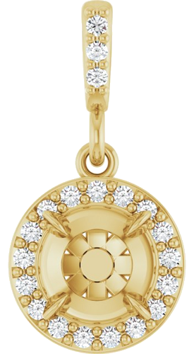 Pakabukas „Halo-Style“ 14k yellow gold Round 5.5mm (1)