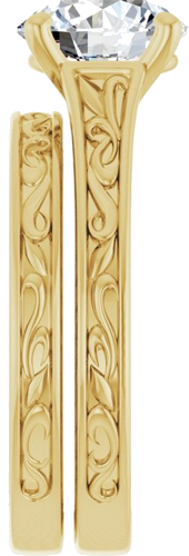 Sužadėtuvių Žiedas „Solitaire Scroll“ 14k yellow gold Round 8.2mm (9)
