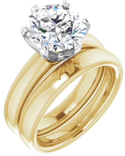 Sužadėtuvių Žiedas „Solitaire“ 585 Baltojo Ir Geltonojo Aukso Round 9.4mm (6)