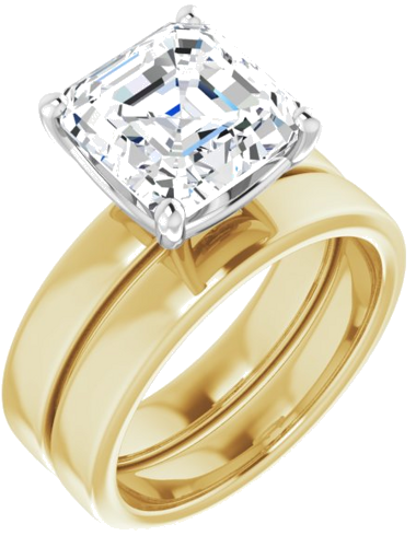 Sužadėtuvių Žiedas „Solitaire“ 14k yellow/white gold Asscher 9mm (6)