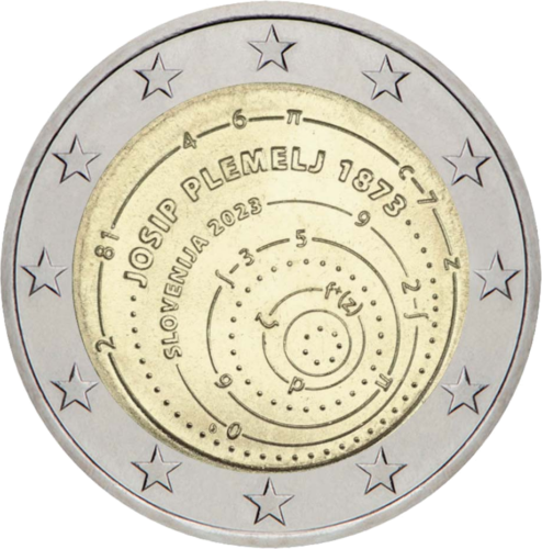 2023. Slovēnija Josip Plemel 2 eiro monēta (1)