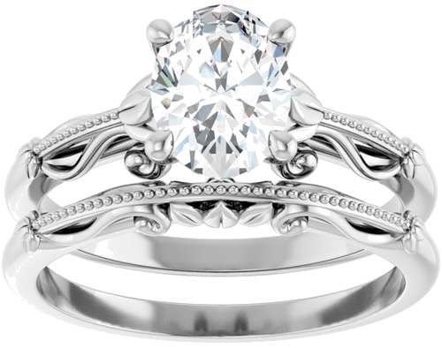 Sužadėtuvių Žiedas „Sculptural-Inspired Solitaire“ 585 Baltojo Aukso Oval 8mm x 6mm (8)