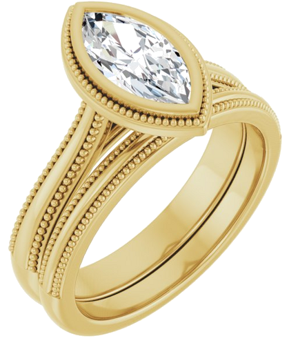 Sužadėtuvių Žiedas „Bezel-Set Solitaire“ 14k yellow gold Marquise 10mm x 5mm (6)