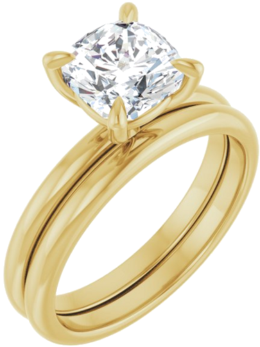 14K Yellow  7x7 mm Cushion Solitaire Engagement Ring Mounting (6)