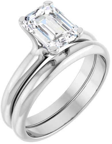 14K White 8x6 mm Emerald Solitaire Engagement Ring Mounting (6)