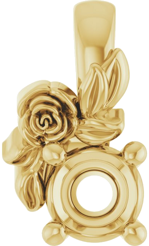 Pakabukas „Solitaire Floral“ 14k yellow gold Round 3mm (1)