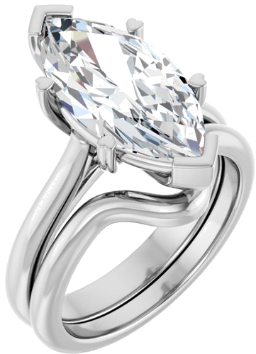 Sužadėtuvių Žiedas „Hearts on Top™“ 14k white gold Marquise 16mm x 8mm (6)