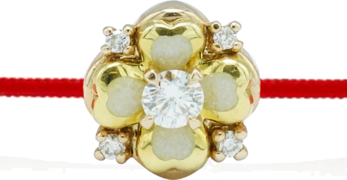 Sarkanā diega aproce ar Limoges keramikas un dimantiem (2)