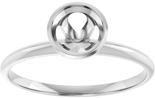 Sužadėtuvių Žiedas „Bezel-Set Solitaire“ 14k white gold Round 5.8mm (3)
