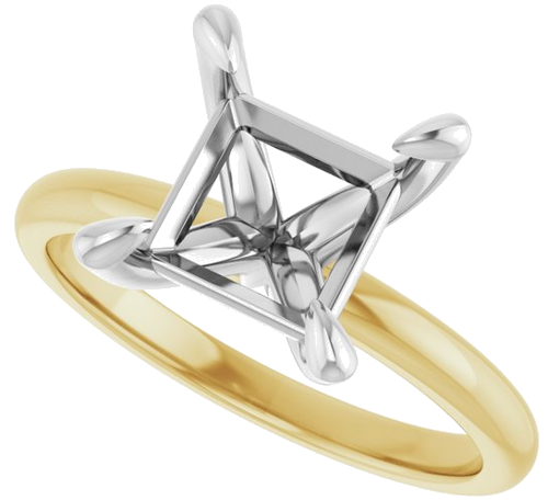 Sužadėtuvių Žiedas „Solitaire“ 14k yellow/white gold Square 7.5mm (5)