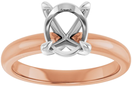 Sužadėtuvių Žiedas „Solitaire“ 585 Baltojo Ir Rožinis Aukso Oval 9mm x 7mm (3)