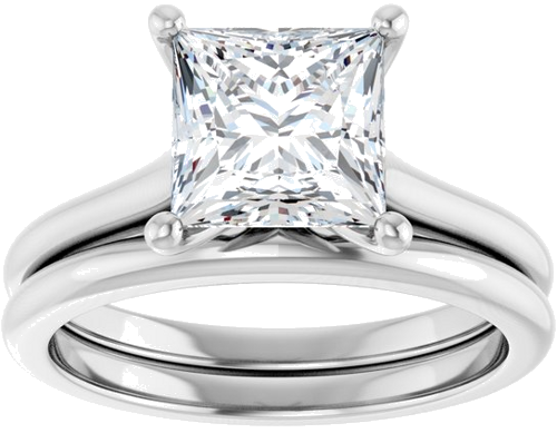 Sužadėtuvių Žiedas „Solitaire“ 585 Baltojo Aukso Square 7mm (8)