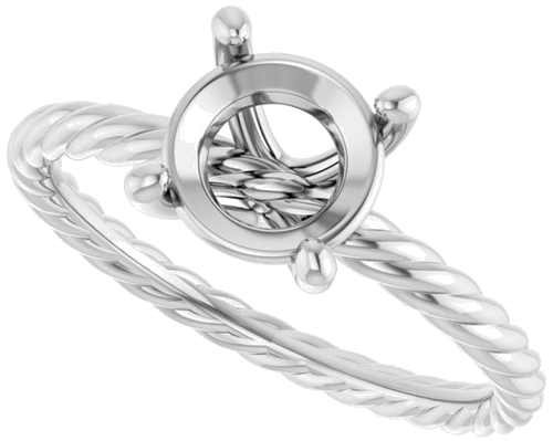 Sužadėtuvių Žiedas „Solitaire Rope“ 14k white gold Round 7.4mm (5)