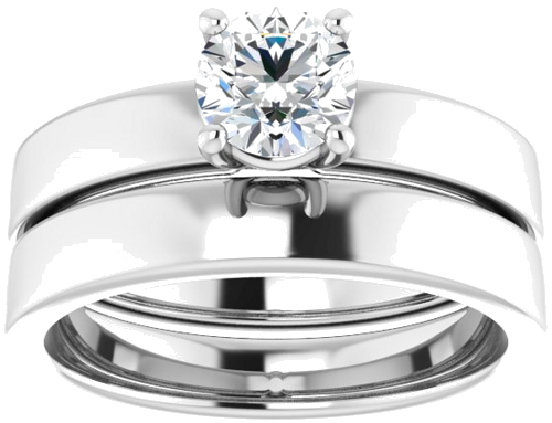 Sužadėtuvių Žiedas „Solitaire“ 585 Baltojo Aukso Round 5.5mm (8)