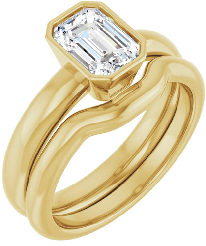 Sužadėtuvių Žiedas „Bezel-Set Solitaire“ 18k yellow gold Emerald 7mm x 5mm (6)