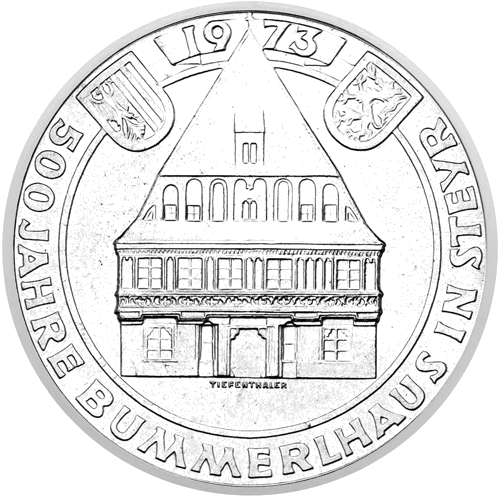 50 šiliņu Bummerlhaus nams 1973 Austrija sudraba monēta (1)