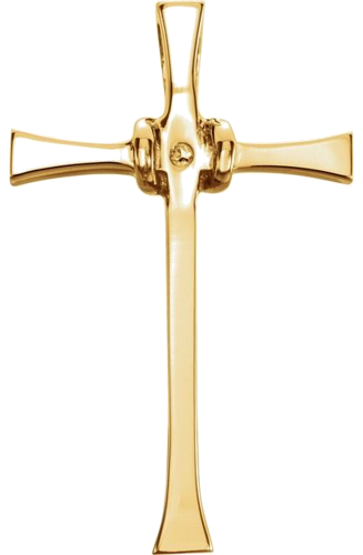 Pakabukas „Solitaire Cross“ 14k yellow gold Round 2.4mm (1)