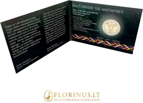2018 Estonia, 100th anniversary of the Baltic States, 2 euro BU coin in coincard (3)