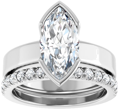 Sužadėtuvių Žiedas „Half-Bezel Solitaire“ 10k white gold Marquise 13mm x 6.5mm (8)