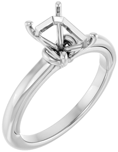 Sužadėtuvių Žiedas „Solitaire“ 14k white gold Emerald 8mm x 6mm (1)