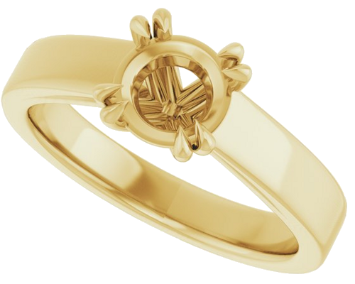 10K Yellow 6.5 mm Round Engagement Ring Mounting (5)