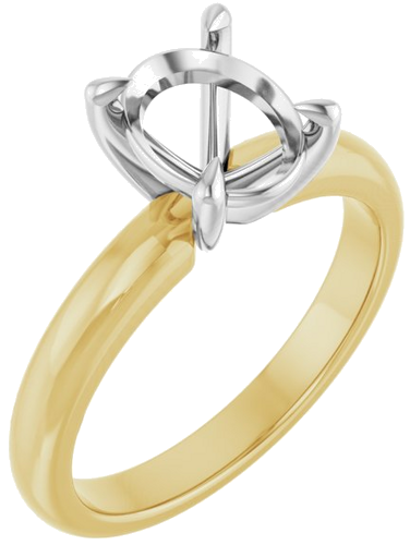 Sužadėtuvių Žiedas „Solitaire“ 585 Baltojo Ir Geltonojo Aukso Oval 9mm x 7mm (1)