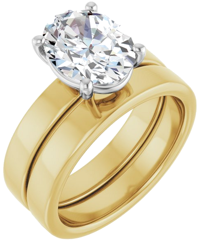 Sužadėtuvių Žiedas „Solitaire“ 14k yellow/white gold Oval 10mm x 8mm (6)