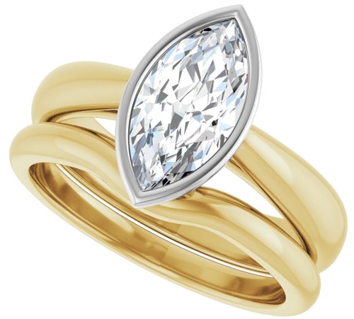 Sužadėtuvių Žiedas „Bezel-Set Solitaire“ 14k yellow/white gold Marquise 11mm x 5.5mm (10)