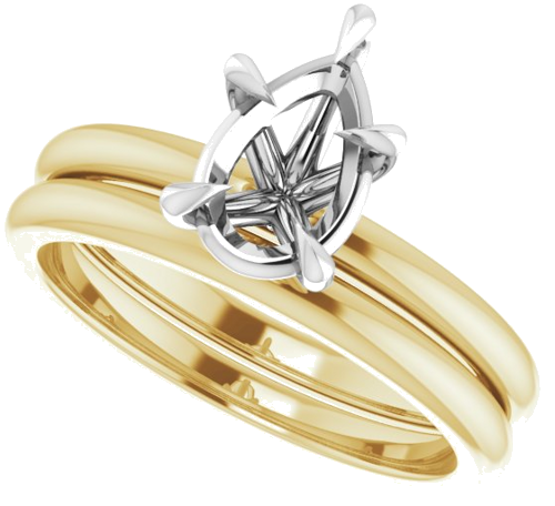 Sužadėtuvių Žiedas „Claw-Prong“ 14k yellow/white gold Pear 9mm x 6mm (10)
