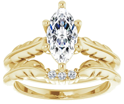 Sužadėtuvių Žiedas „Solitaire Leaf“ 14k yellow gold Marquise 10mm x 5mm (8)