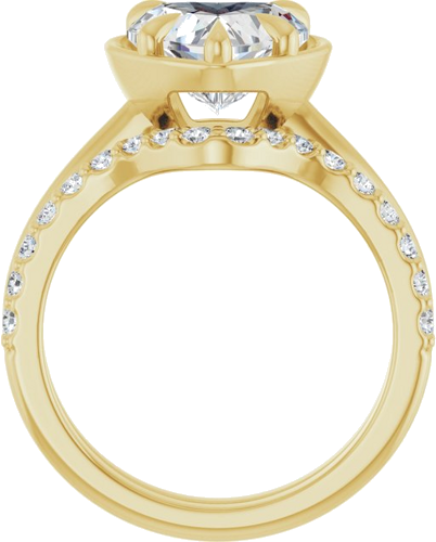 Sužadėtuvių Žiedas „Claw-Prong Solitaire Bezel-Style“ 14k yellow gold Heart 9mm (7)