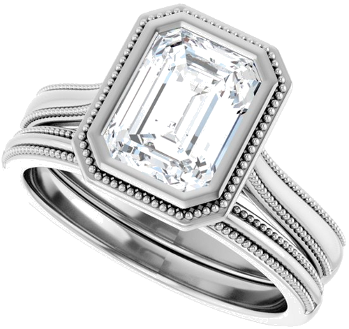 Sužadėtuvių Žiedas „Solitaire“ 585 Baltojo Aukso Emerald 8mm x 6mm (10)