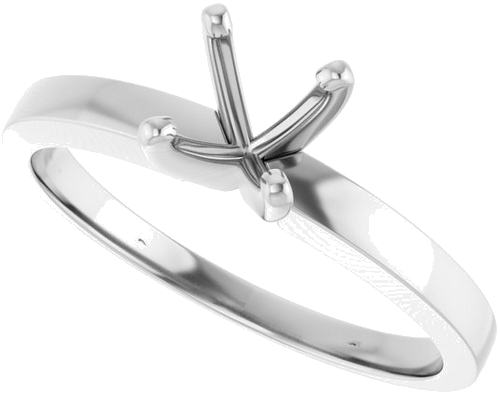 14K White 5.7-6 mm Round 4-Prong Solitaire Ring Mounting (5)