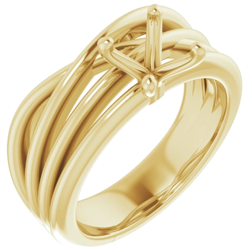 Sužadėtuvių Žiedas „Solitaire Asymmetric“ 14k yellow gold Round 6.5mm (1)