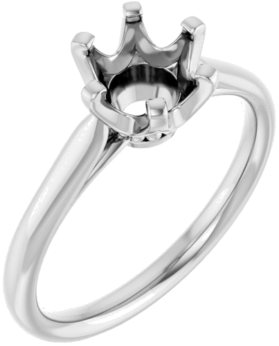 14K White 6.5 mm Round Solitaire Engagement Ring Mounting (1)