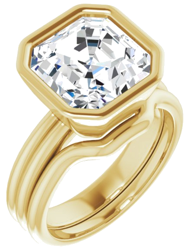 14K Yellow 10 mm Asscher Engagement Ring Mounting (6)