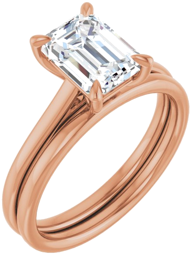 14K Rose  8x6 mm Emerald Solitaire Engagement Ring Mounting (6)